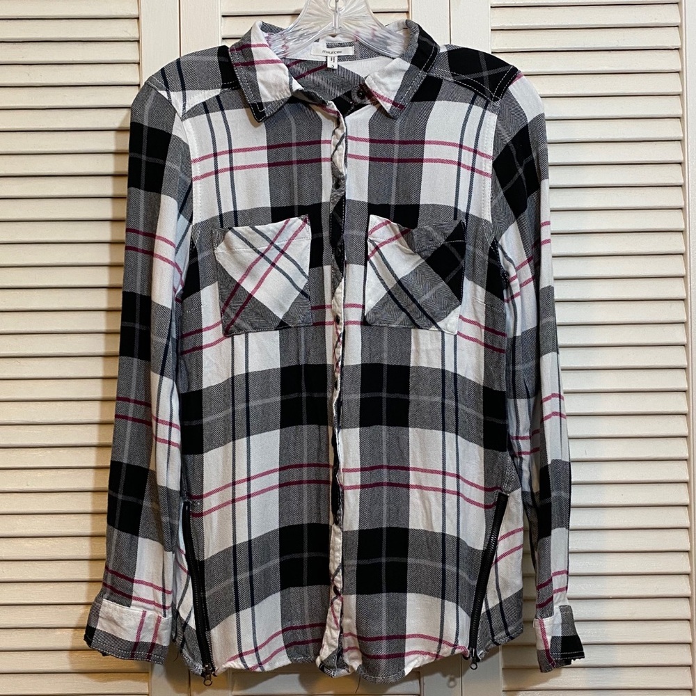 Maurices Plaid Button-up With Side Zippers